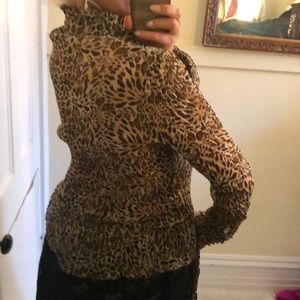 Cheetah Jade Green Sheer Blouse Tied- S
